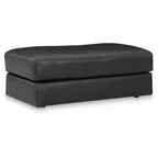 Pouffe en cuir contemporain Amiata Onyx par Signature Design by Ashley