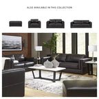 Pouffe en cuir contemporain Amiata Onyx par Signature Design by Ashley