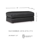 Pouffe en cuir contemporain Amiata Onyx par Signature Design by Ashley