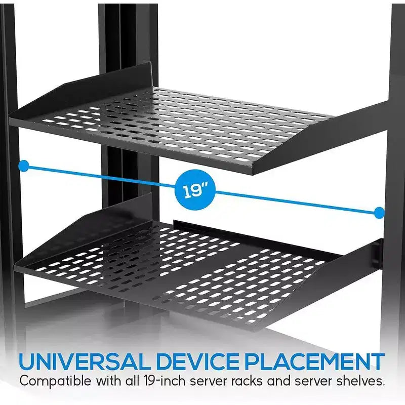 Étagères robustes pour rack de serveur pour une organisation facile avec profondeur réglable, construction en acier robuste, finition noire