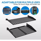Étagères robustes pour rack de serveur pour une organisation facile avec profondeur réglable, construction en acier robuste, finition noire