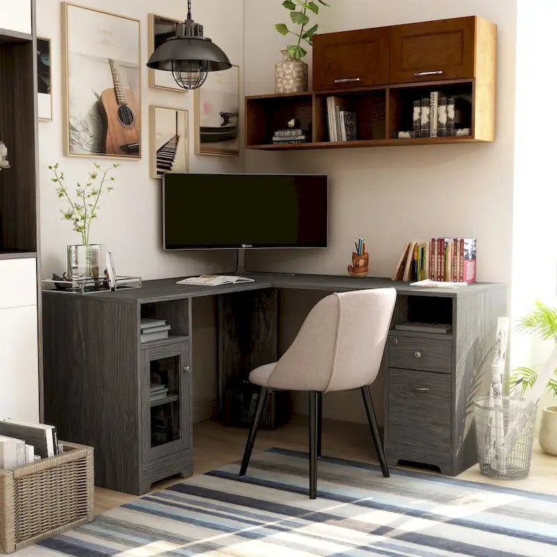 Bureau d'angle transitoire de 150 cm avec ports USB par