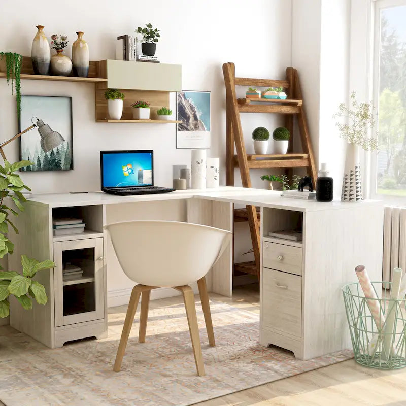 Barlon Transitional 59-inch L-shaped Computer Desk with USBs by 