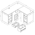 Bureau d'angle transitoire de 150 cm avec ports USB par