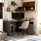 Bureau d'angle transitoire de 150 cm avec ports USB par