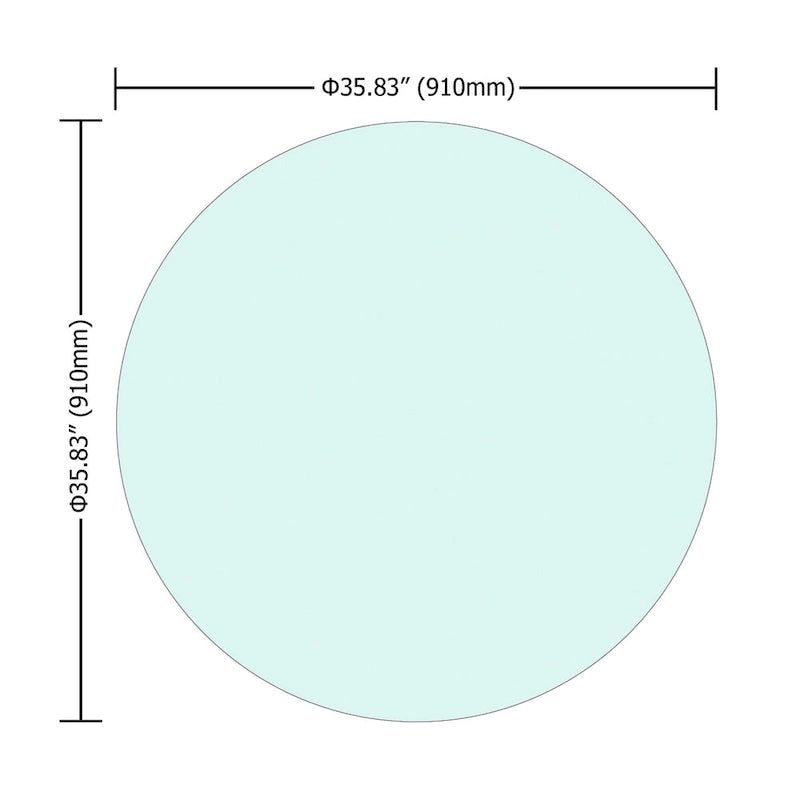 Dessus de table rond en verre trempé, verre clair, épais, bord poli