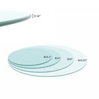 Dessus de table rond en verre trempé, verre clair, épais, bord poli