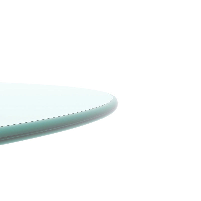 Dessus de table rond en verre trempé, verre clair, épais, bord poli