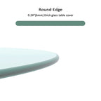 Dessus de table rond en verre trempé, verre clair, épais, bord poli