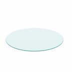 Dessus de table rond en verre trempé, verre clair, épais, bord poli