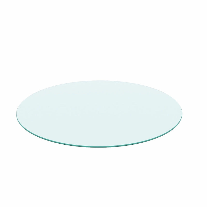 Dessus de table rond en verre trempé, verre clair, épais, bord poli