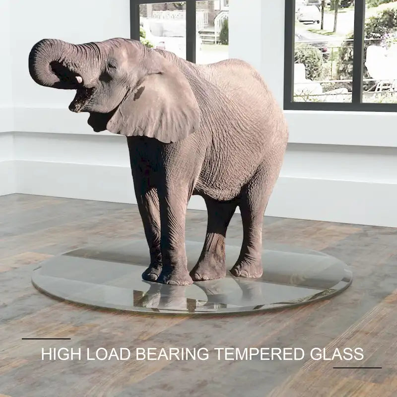 Dessus de table rond en verre trempé, verre clair, épais, bord poli