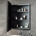 Keonjinn 26 po L x 30 po H Armoire de toilette rectangulaire encastrée/en saillie à cadre métallique noir avec miroir, noire