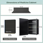 Keonjinn 26 po L x 30 po H Armoire de toilette rectangulaire encastrée/en saillie à cadre métallique noir avec miroir, noire