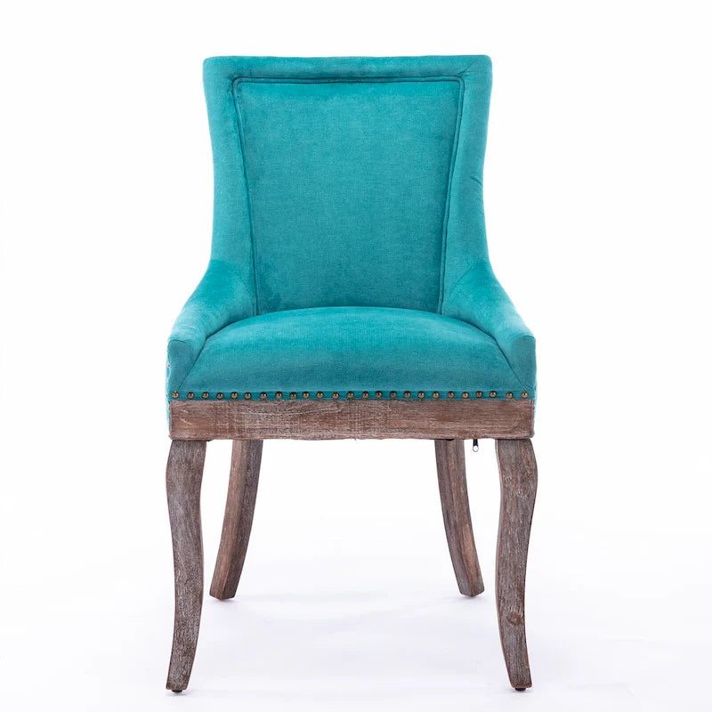 Chaise de salle à manger Ultra avec tissu épaissi et clous décoratifs en bronze, lot de 2