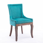 Chaise de salle à manger Ultra avec tissu épaissi et clous décoratifs en bronze, lot de 2