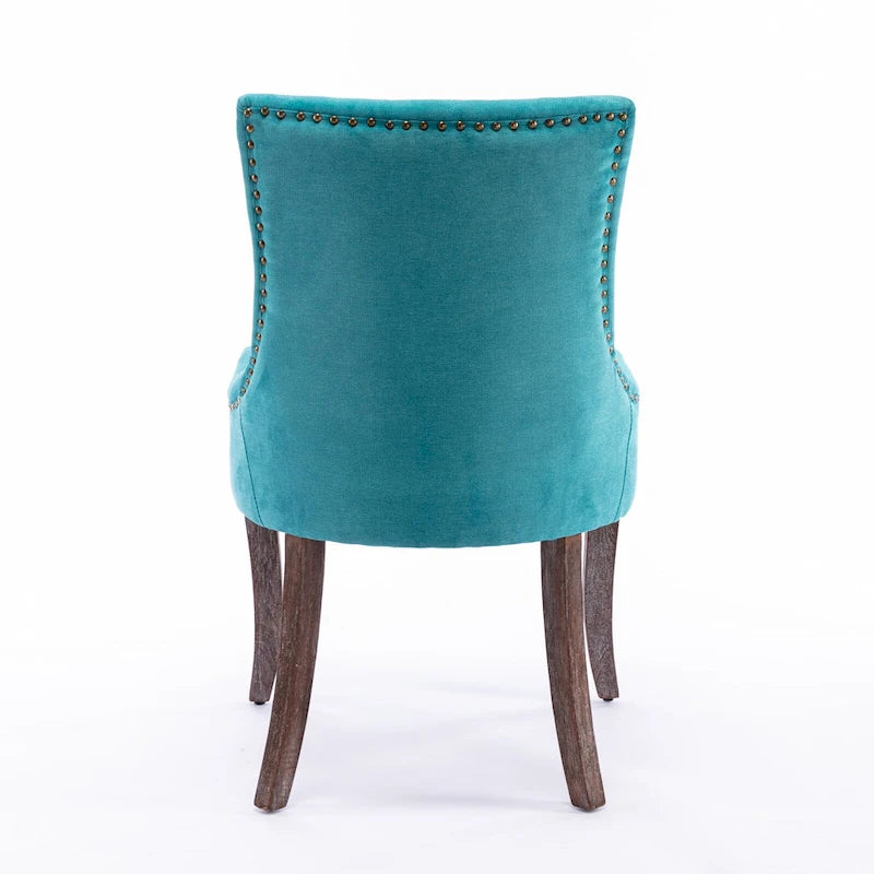 Chaise de salle à manger Ultra avec tissu épaissi et clous décoratifs en bronze, lot de 2