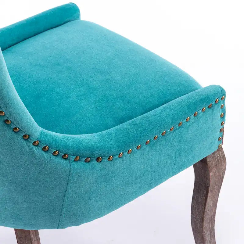Chaise de salle à manger Ultra avec tissu épaissi et clous décoratifs en bronze, lot de 2
