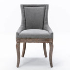 Chaise de salle à manger Ultra avec tissu épaissi et clous décoratifs en bronze, lot de 2