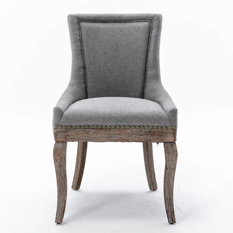 Chaise de salle à manger Ultra avec tissu épaissi et clous décoratifs en bronze, lot de 2