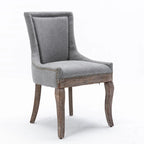 Chaise de salle à manger Ultra avec tissu épaissi et clous décoratifs en bronze, lot de 2