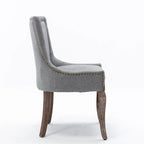 Chaise de salle à manger Ultra avec tissu épaissi et clous décoratifs en bronze, lot de 2