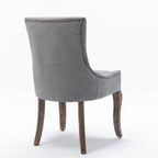 Chaise de salle à manger Ultra avec tissu épaissi et clous décoratifs en bronze, lot de 2