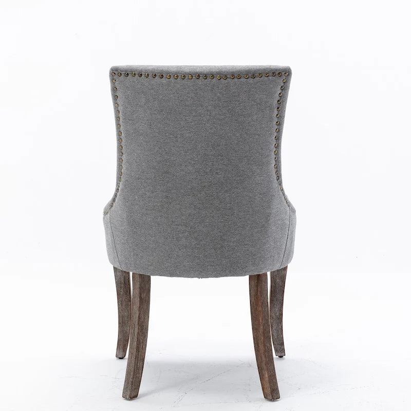 Chaise de salle à manger Ultra avec tissu épaissi et clous décoratifs en bronze, lot de 2