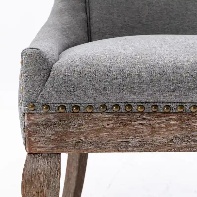 Chaise de salle à manger Ultra avec tissu épaissi et clous décoratifs en bronze, lot de 2