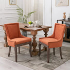 Chaise de salle à manger Ultra avec tissu épaissi et clous décoratifs en bronze, lot de 2