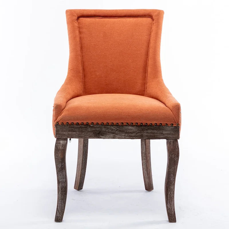 Chaise de salle à manger Ultra avec tissu épaissi et clous décoratifs en bronze, lot de 2