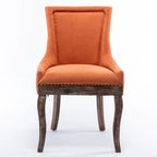 Chaise de salle à manger Ultra avec tissu épaissi et clous décoratifs en bronze, lot de 2