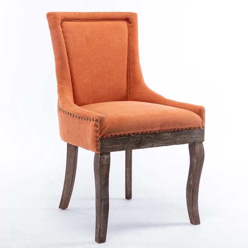 Chaise de salle à manger Ultra avec tissu épaissi et clous décoratifs en bronze, lot de 2
