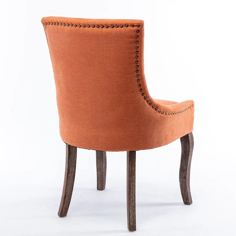 Chaise de salle à manger Ultra avec tissu épaissi et clous décoratifs en bronze, lot de 2