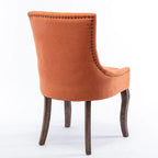 Chaise de salle à manger Ultra avec tissu épaissi et clous décoratifs en bronze, lot de 2