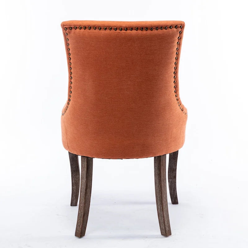 Chaise de salle à manger Ultra avec tissu épaissi et clous décoratifs en bronze, lot de 2