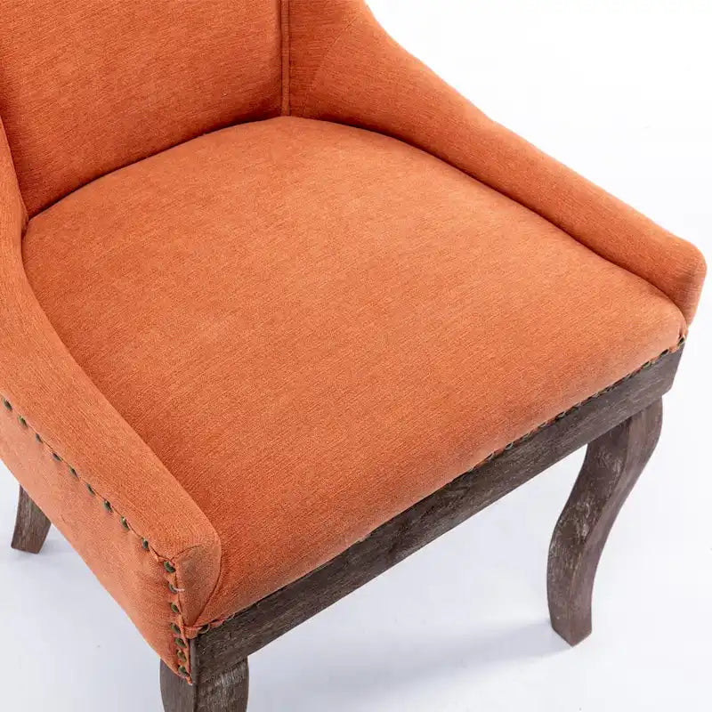 Chaise de salle à manger Ultra avec tissu épaissi et clous décoratifs en bronze, lot de 2