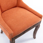 Chaise de salle à manger Ultra avec tissu épaissi et clous décoratifs en bronze, lot de 2