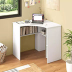Bureau d'angle Costway avec étagères de rangement, tablette réglable, pour bureau à domicile, couleur naturelle/blanc