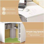Bureau d'angle Costway avec étagères de rangement, tablette réglable, pour bureau à domicile, couleur naturelle/blanc