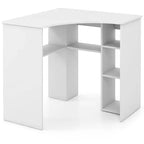 Bureau d'angle Costway avec étagères de rangement, tablette réglable, pour bureau à domicile, couleur naturelle/blanc
