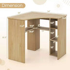 Bureau d'angle Costway avec étagères de rangement, tablette réglable, pour bureau à domicile, couleur naturelle/blanc
