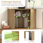 Bureau d'angle Costway avec étagères de rangement, tablette réglable, pour bureau à domicile, couleur naturelle/blanc