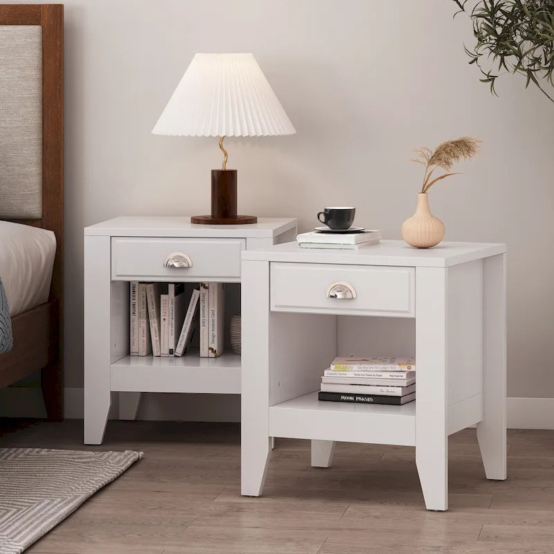 Table de chevet en faux bois avec tiroir (lot de 2) par