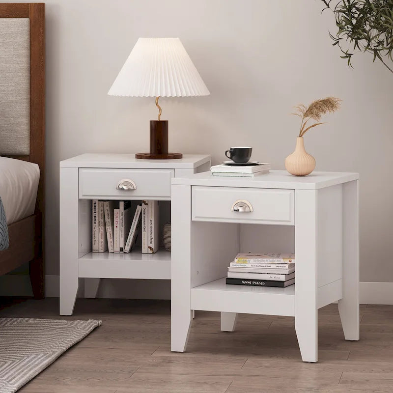 Table de chevet en faux bois avec tiroir (lot de 2) par