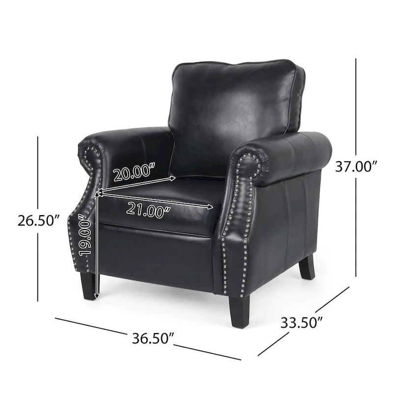 Fauteuil Club en Similicuir Dowd avec Clous Décoratifs par Christopher Knight Home