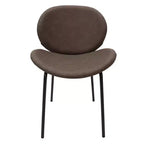 LeisureMod Servos - Lot de 2 chaises de salle à manger modernes - Assise rembourrée en cuir PU avec dossier incurvé et pieds en métal - Confortables pour cuisine, salle à manger, café