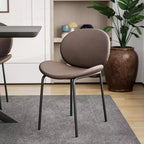 LeisureMod Servos - Lot de 2 chaises de salle à manger modernes - Assise rembourrée en cuir PU avec dossier incurvé et pieds en métal - Confortables pour cuisine, salle à manger, café