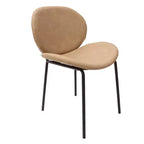 LeisureMod Servos - Lot de 2 chaises de salle à manger modernes - Assise rembourrée en cuir PU avec dossier incurvé et pieds en métal - Confortables pour cuisine, salle à manger, café