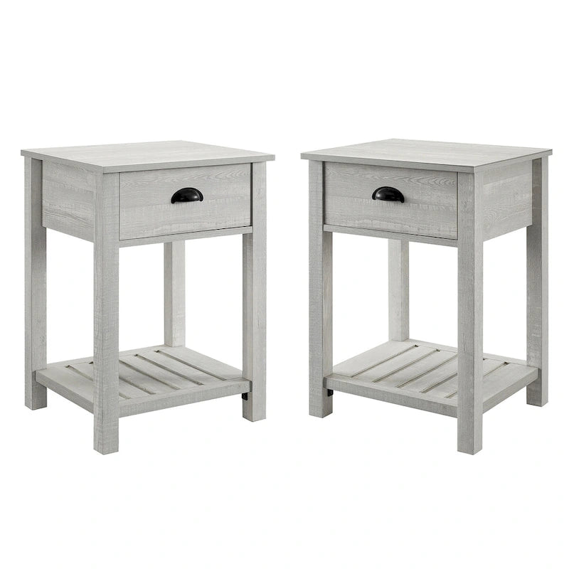 Table de chevet rustique à un tiroir, lot de 2